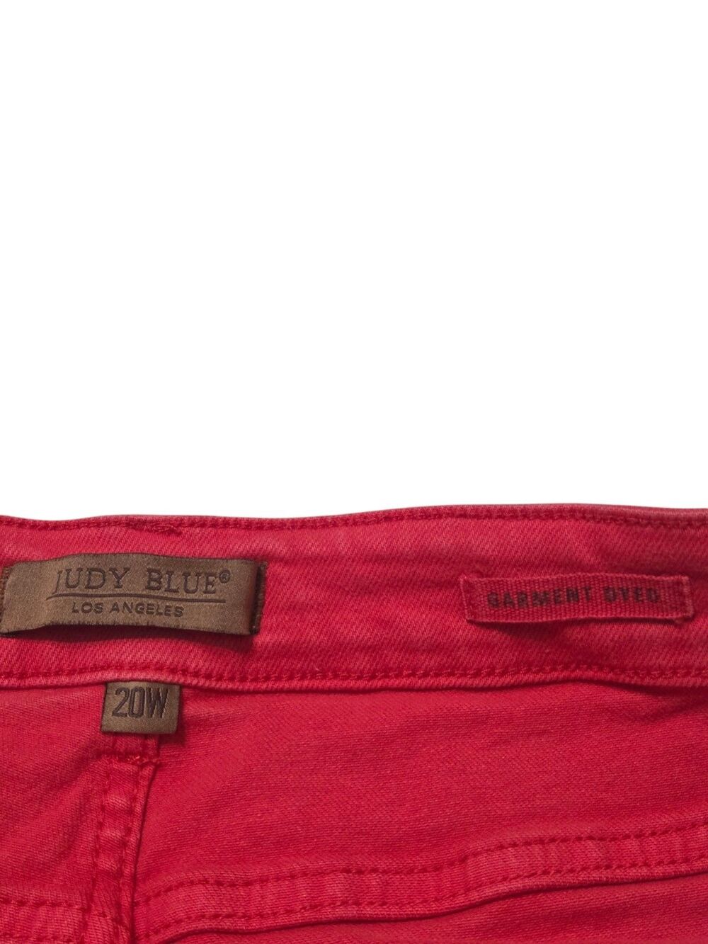 Judy Blue Wide Leg Cropped Jeans Red Garment Dyed Raw Hem High Rise 20W F14.1 - Picture 3 of 10